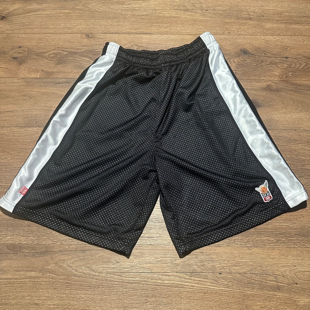 Vintage Ecko Unltd Black Silver Mesh Basketball‎ Shorts Mens M